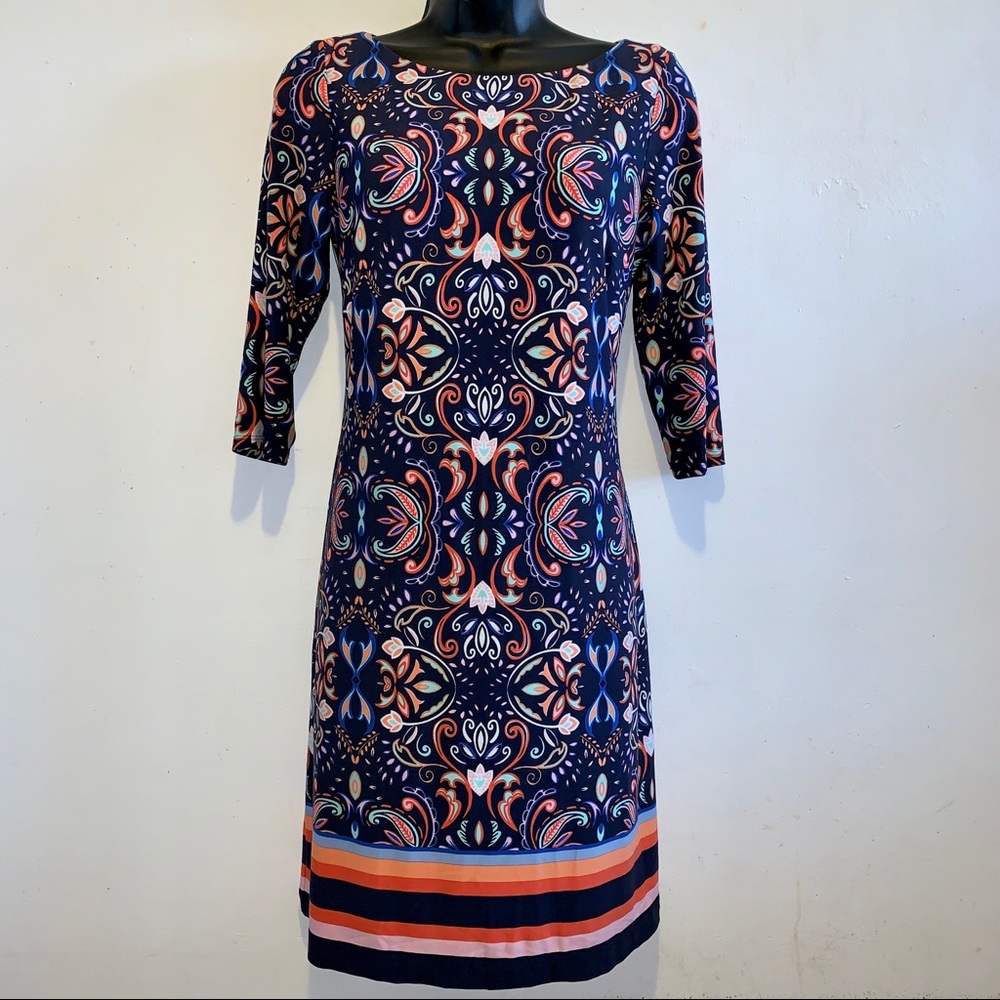 Vince Camuto long sleeve, lotus design dress